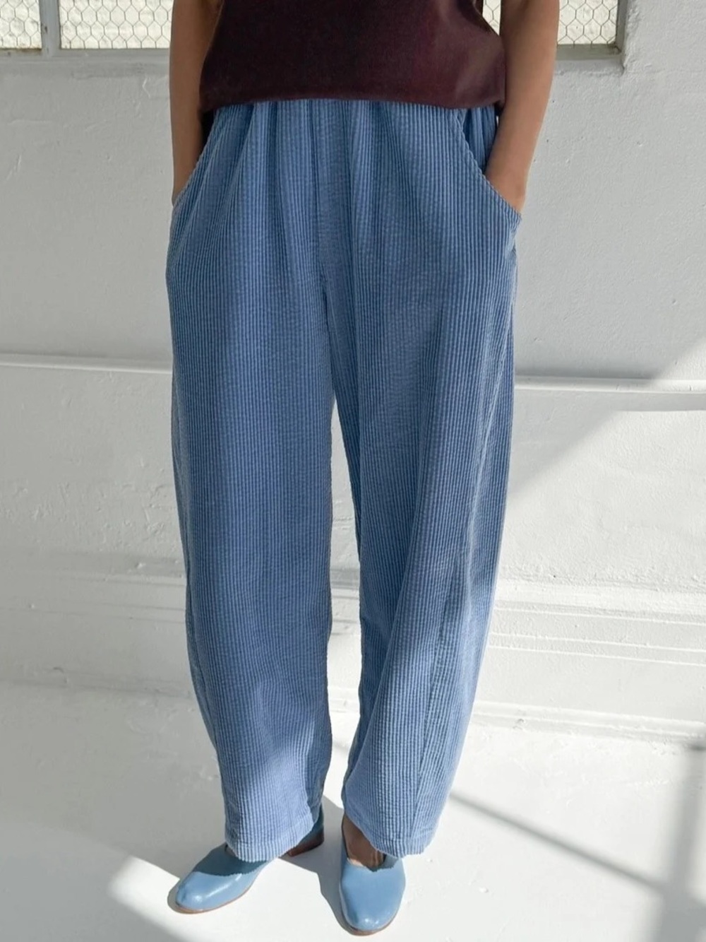 Le Bon Shoppe Soft Corduroy Arc Pants in Blue